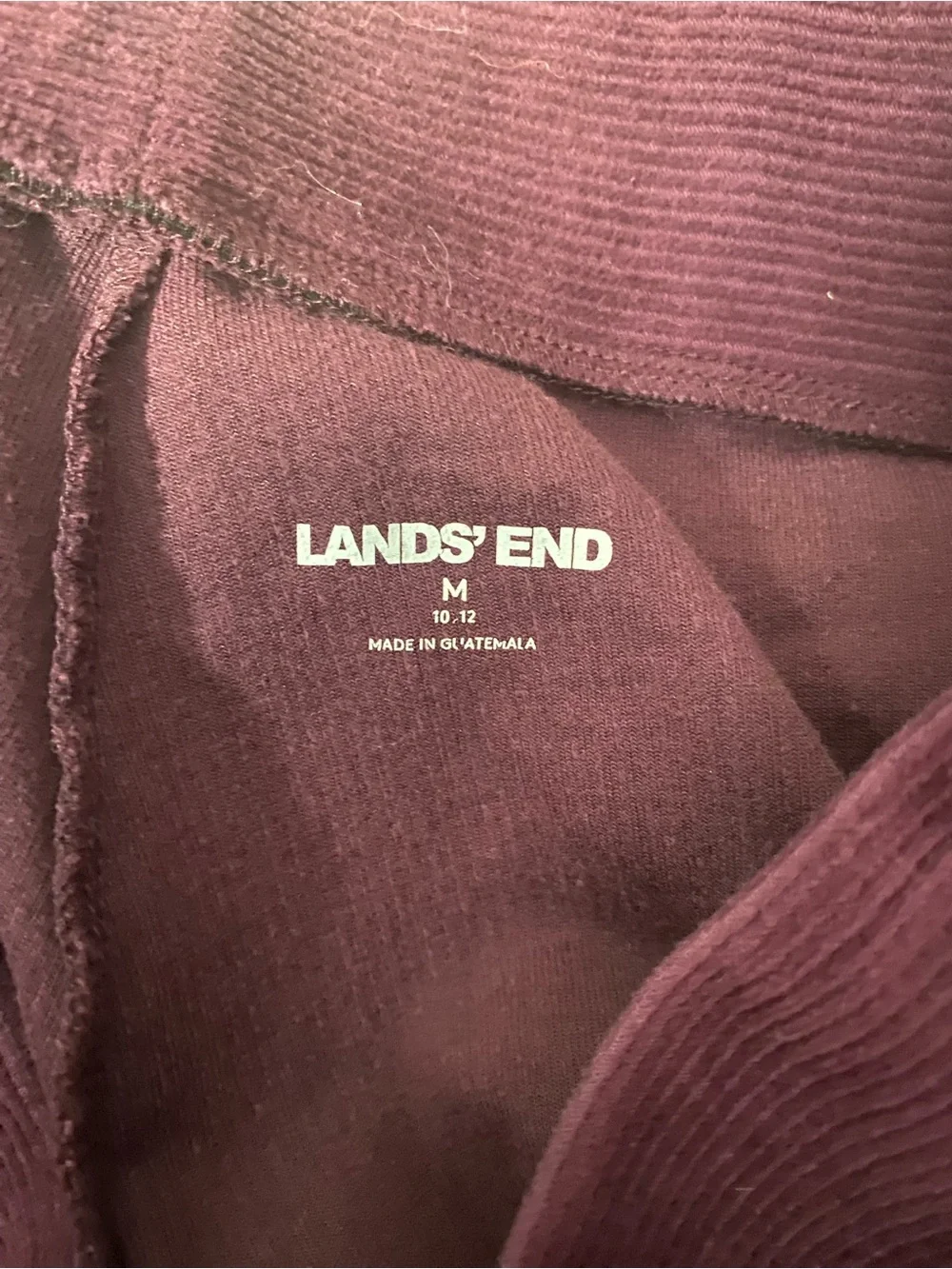 Lands End Womens M 10 12 Corduroy Pants Elastic Waist Pull On Pocket Plum